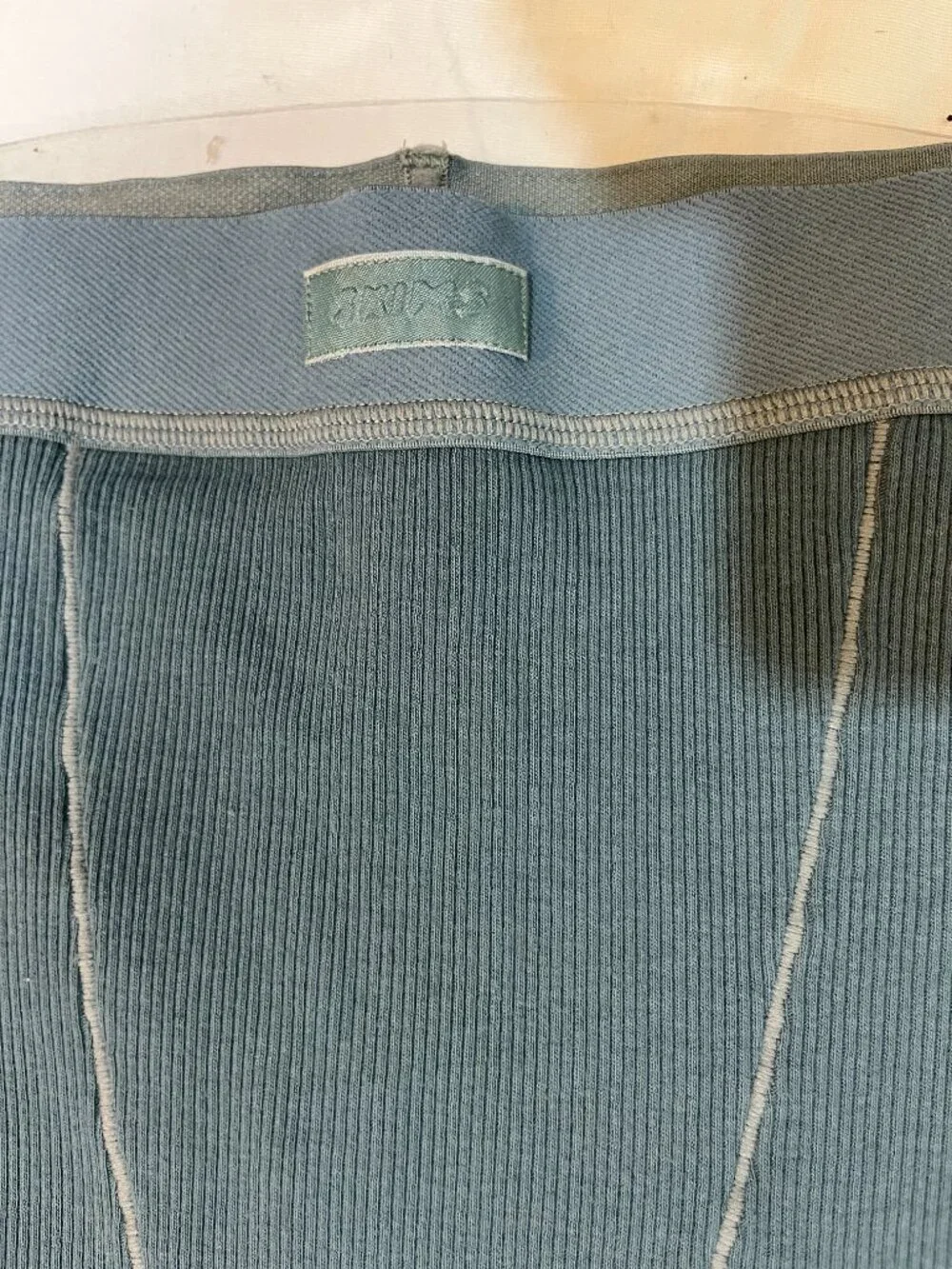 SKIMS Ribbed Leggings XL Blue Gray Contrast Seam High Waist Pants-FLAW